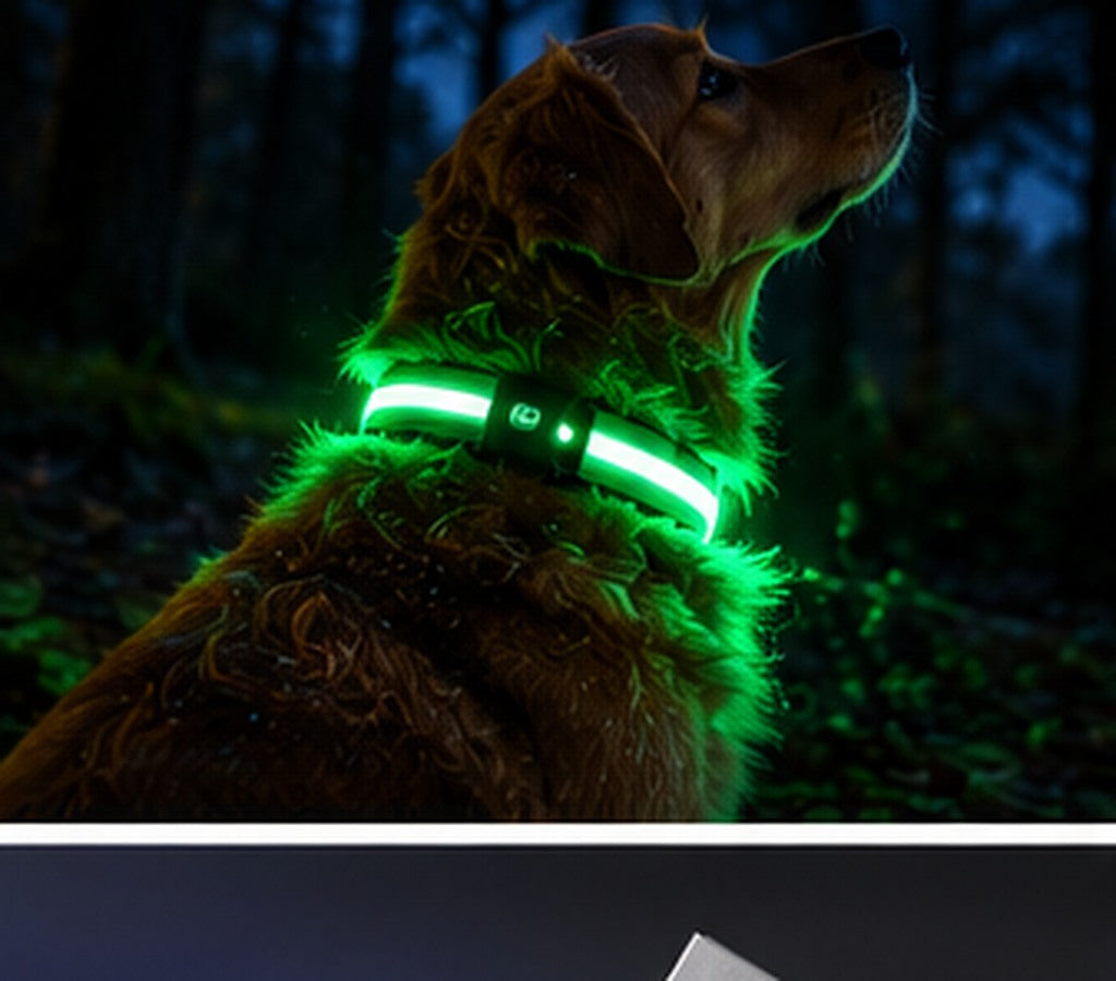 SafeLaisse chien collier vert forêt nuit