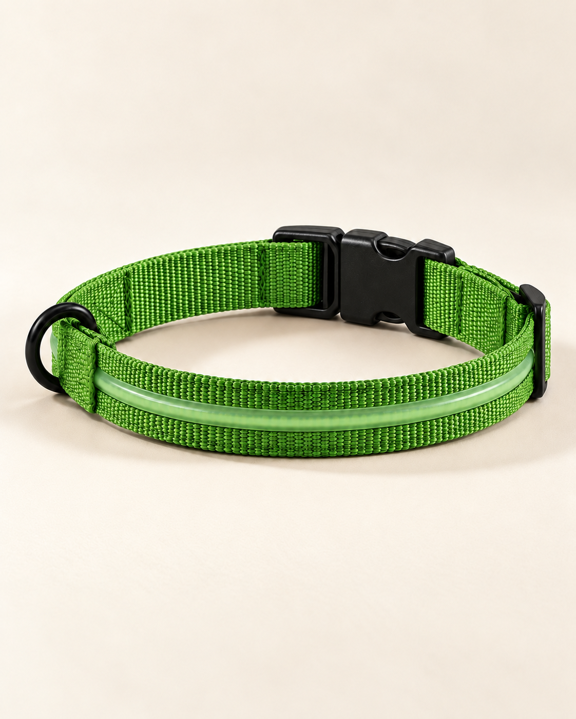 Collier SafeLaisse vert en studio, éclairage de jour